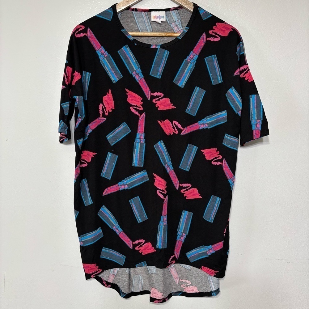 Lularoe Oversized Novelty Lip Stick Print Irma Top Size XXS